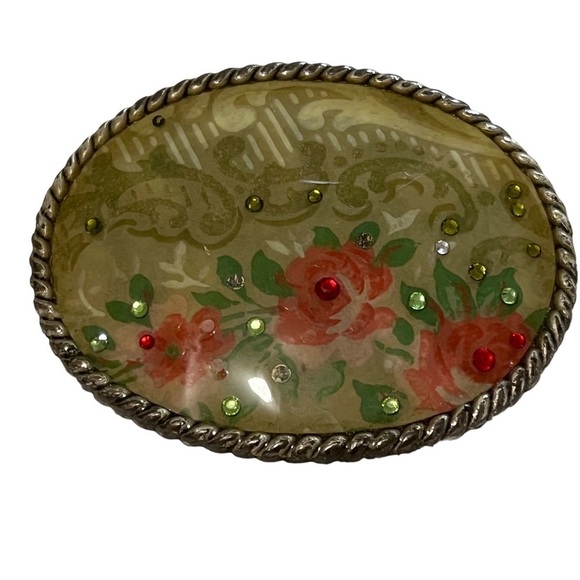 d.l. rhein Los Angeles Handmade Floral Belt Buckle southwestern rodeo stagecoach - Picture 1 of 10